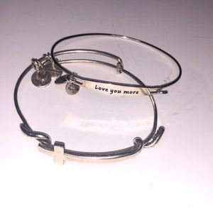 2 Preowned Alex and Ani Bracelets Cross and Love you more ✝️❤️